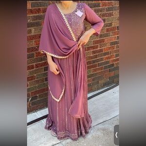 New Indian Dress Salwar Kameez Size 36 Mauve Pink like Abaya Maxi